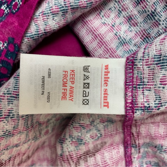 White Stuff Size 16 100% Cotton Perfect Pink Purple Vocal Floral Tunic ¾ sleeve - Picture 8 of 15